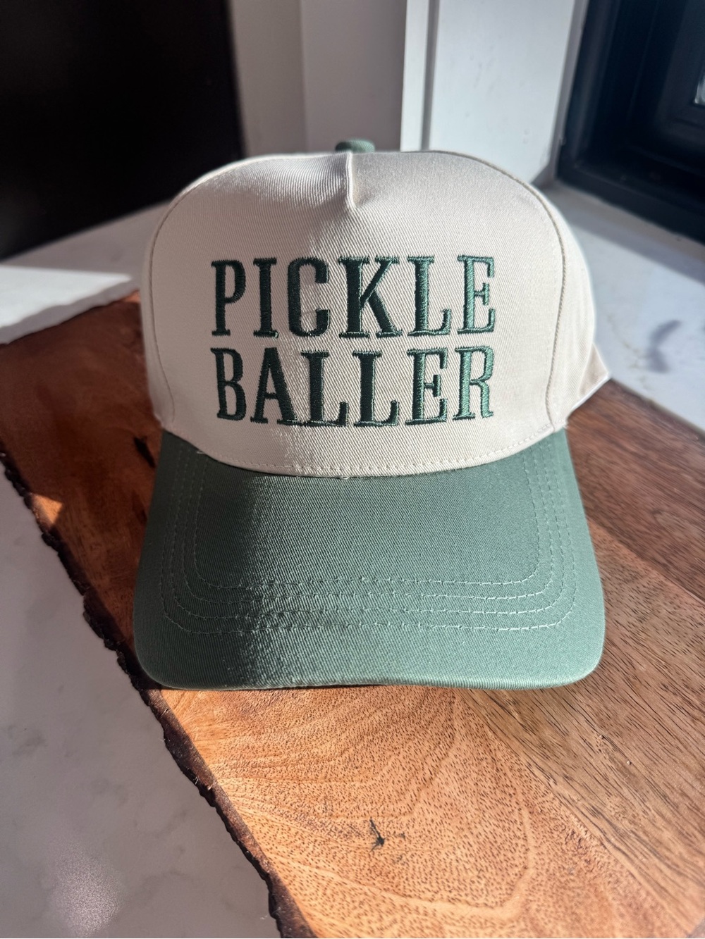 Pickle Baller Two-Tone Green and Cream Baseball Hat
